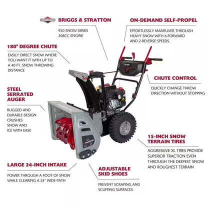 Flurry XL 24 In. 208 CC Self Propelled 2-Stage Gas Snow Blower with Electric Start