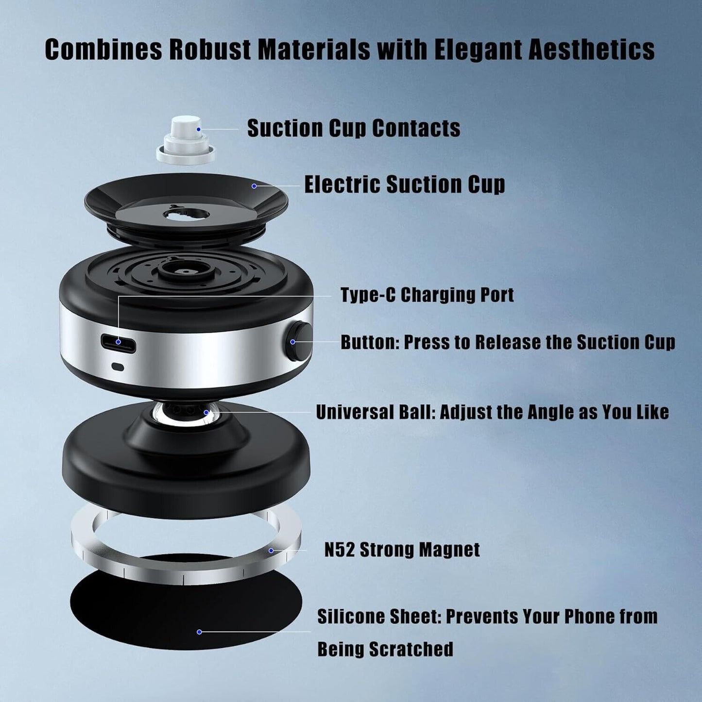 360 Rotatable Car Magnetic Phone Holder Mount Vacuum Magnetic Phone Holder Stand