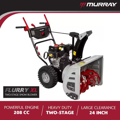 Flurry XL 24 In. 208 CC Self Propelled 2-Stage Gas Snow Blower with Electric Start